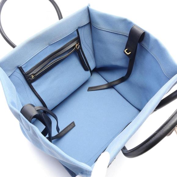 CELINE Luggage Phantom Tote Bag Canvas Leather Women's Blue Black 169953 - Picture 4 of 8